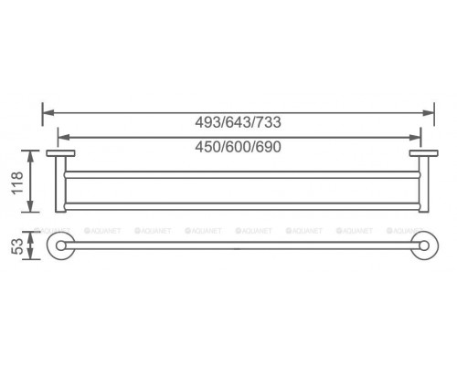 Держатель для полотенец Aquanet 4524D хром (60 см, двойной)