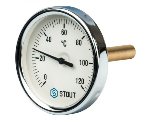 STOUT SIM-0001 Термометр биметаллический с погружной гильзой. Корпус Dn 80 мм, гильза 75 мм 1/2