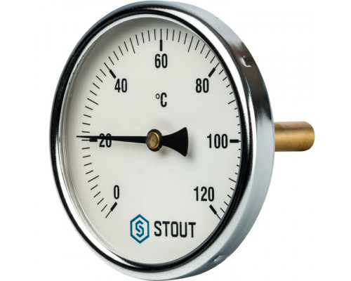 STOUT SIM-0001 Термометр биметаллический с погружной гильзой. Корпус Dn 100 мм, гильза 75 мм 1/2