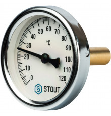 STOUT SIM-0001 Термометр биметаллический с погружной гильзой. Корпус Dn 63 мм, гильза 50 мм 1/2", 0...120°С
