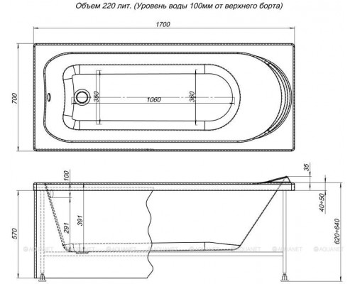 Фронтальная панель для ванны Aquanet Nord 170