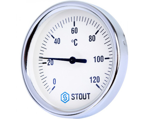 STOUT SIM-003 Термометр биметаллический с погружной гильзой. Корпус Dn 80 мм, гильза 50 мм, резьба с самоуплотнением 1/2