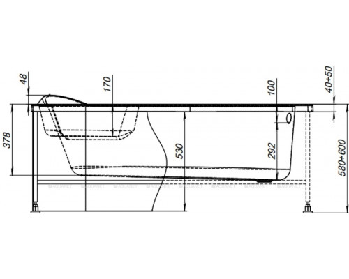 Фронтальная панель для ванны Aquanet Lyra 150 L/R