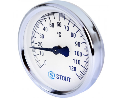 STOUT SIM-0004 Термометр биметаллический накладной с пружиной. Корпус Dn 80 мм, 0...120°С, 1
