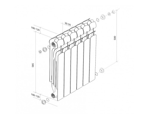 Радиатор алюминиевый Royal Thermo Indigo 2.0 500 х 100 4 секции