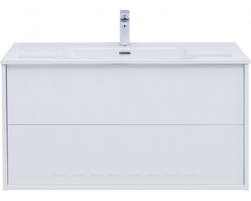 Тумба c раковиной Aquanet Lino 100 (Flat) белый глянец