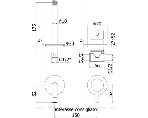 Смеситель для раковины Paffoni Light LIG006NO70 (с внутренней частью)