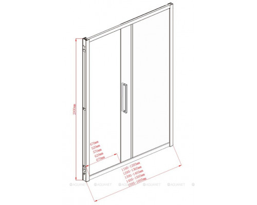 Душевая дверь Aquanet Delta NPE6121 130, прозрачное стекло