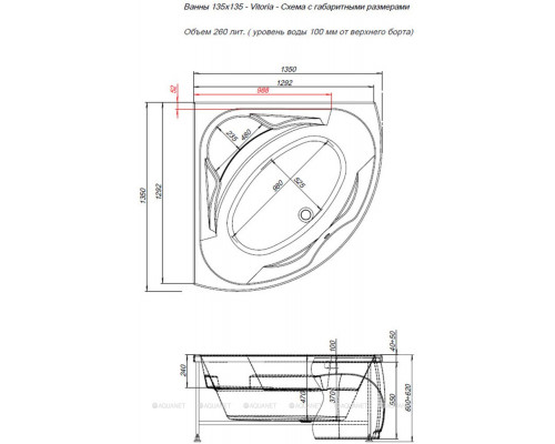 Акриловая ванна Aquanet Vitoria 130x130