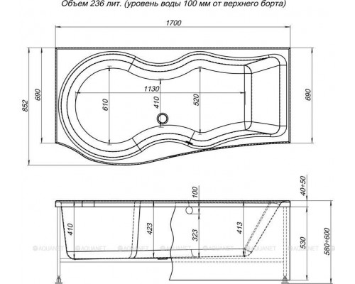 Фронтальная панель для ванны Aquanet Nicol 170 L