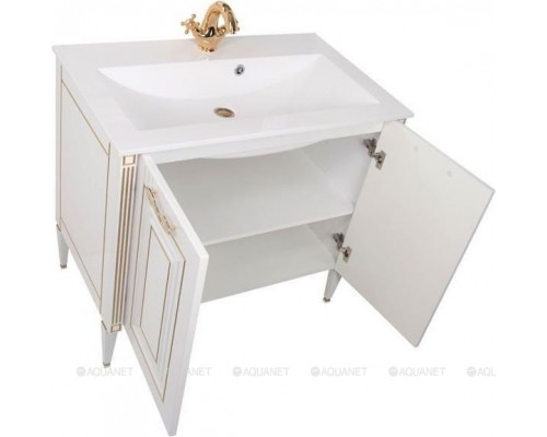 Мебель для ванной Aquanet Паола 90 белый/золото (литьевой мрамор)