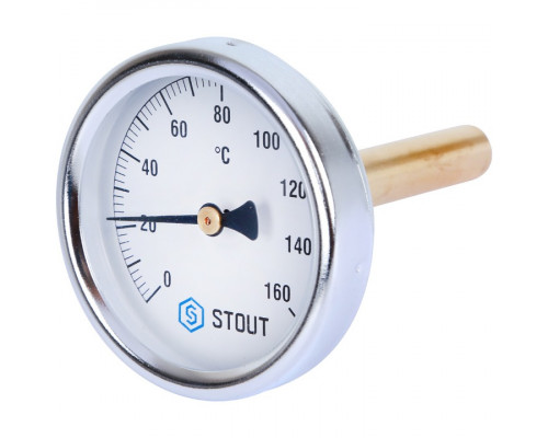 STOUT SIM-002 Термометр биметаллический с погружной гильзой. Корпус Dn 63 мм, гильза 75 мм 1/ 2