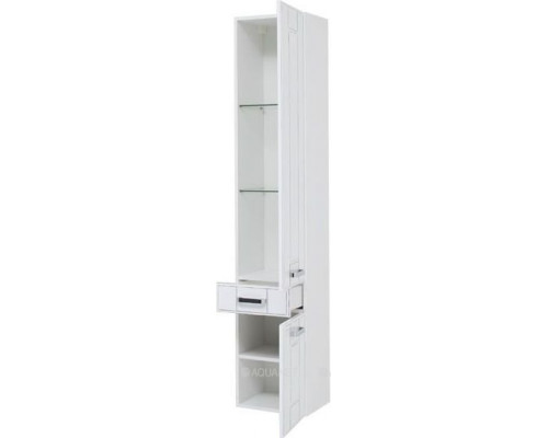 Шкаф-пенал для ванной Aquanet Рондо 35 белый антик (2 дверцы, 1 ящик)