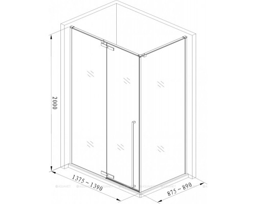Душевой уголок Aquanet Ideal AE-AXC94MB-S-B 1400x900, прозрачное стекло