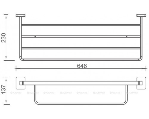 Полка для ванной Aquanet 6562 (65 см, с полотенцедержателем)