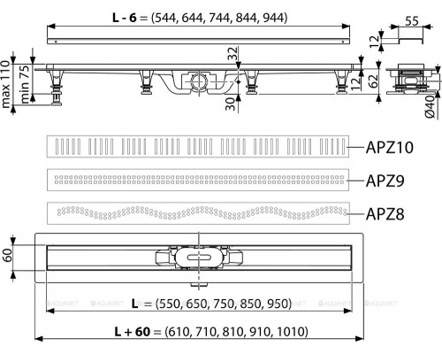 Душевой лоток AlcaPlast Simple APZ9-550M
