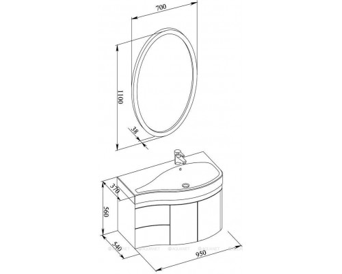 Мебель для ванной Aquanet Сопрано 95 R белый (2 дверцы 2 ящика)