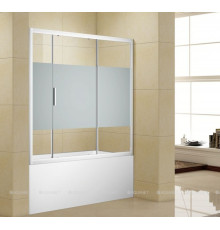 Шторка для ванны Aquanet Practic AE10-B-165H150U-CP 165, прозрачное стекло/шелкография