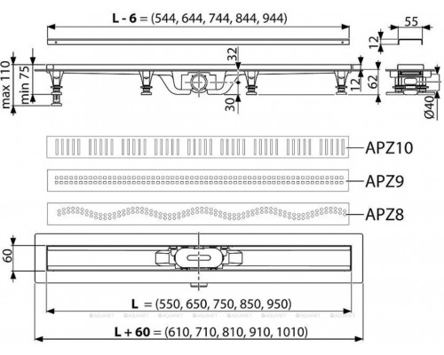 Душевой лоток AlcaPlast Simple APZ9-750M