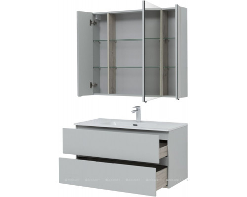 Мебель для ванной Aquanet Алвита New 100 2 ящика, серый