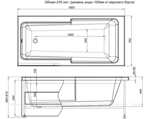 Фронтальная панель для ванны Aquanet Taurus 160