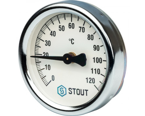 STOUT SIM-0004 Термометр биметаллический накладной с пружиной. Корпус Dn 63 мм, 0...120°С, 1