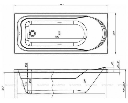 Фронтальная панель для ванны Aquanet West/Nord/Roma 160
