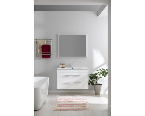 Мебель для ванной Aquanet Августа 100 белый (ручка хром, раковина Flat)