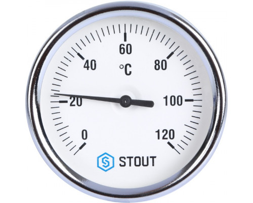STOUT SIM-0001 Термометр биметаллический с погружной гильзой. Корпус Dn 80 мм, гильза 100 мм 1/2